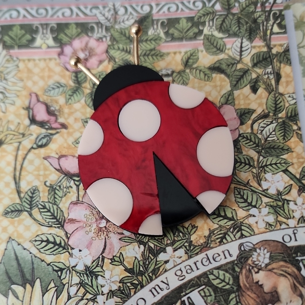 Ladybug Brooch - Red and Black ACRYLIC MULTILAYER